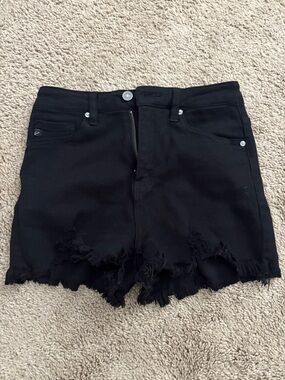 KanCan Black Distressed High-Rise Jean Shorts